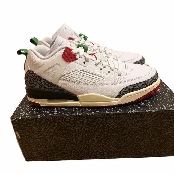Jordan Spizike Low White Red Green Mens 11.5 OG Box Elephant Print